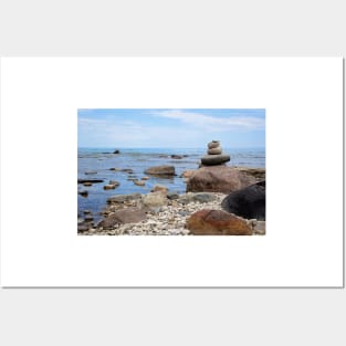 Rock Cairn, Lake Huron, Presque Isle, Michigan Posters and Art